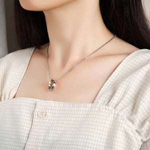 Simple and Fashion Titanium Steel Rose Gold Geometric Double Ring Pendant with Necklace - Glamorousky