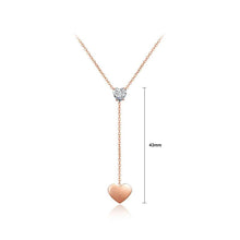 Load image into Gallery viewer, Fashion Simple Plated Rose Gold Heart Tassel Cubic Zircon Titanium Steel Necklace - Glamorousky