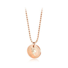 Load image into Gallery viewer, Fashion Plated Rose Gold Titanium Steel Elizabeth Coin Round Pendant with Necklace - Glamorousky