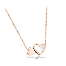 Load image into Gallery viewer, Fashion Romantic Plated Rose Gold Double Heart Mother Of Pearl Titanium Steel Necklace - Glamorousky