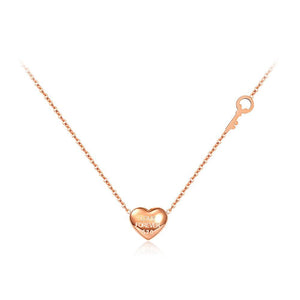 Simple Romantic Plated Rose Gold Heart Key Titanium Steel Necklace - Glamorousky