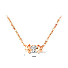 Load image into Gallery viewer, Fashion Elegant Plated Rose Gold Titanium Steel Flower Necklace with Cubic Zircon - Glamorousky