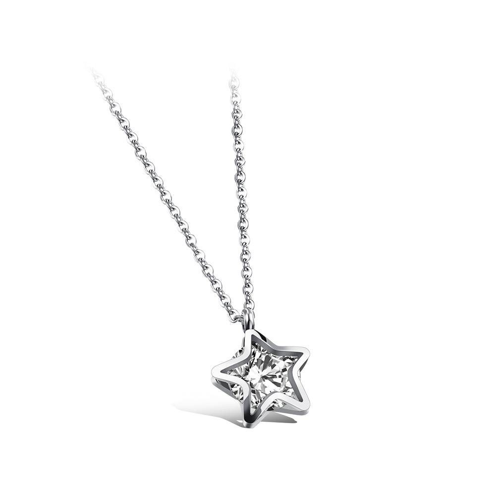 Fashion Bright Star Pendant with Cubic Zircon and Necklace - Glamorousky