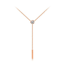 Load image into Gallery viewer, Fashion Simple Plated Rose Gold Geometric Tassel Titanium Steel Necklace with Cubic Zircon - Glamorousky
