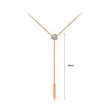 Load image into Gallery viewer, Fashion Simple Plated Rose Gold Geometric Tassel Titanium Steel Necklace with Cubic Zircon - Glamorousky