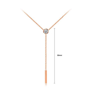 Fashion Simple Plated Rose Gold Geometric Tassel Titanium Steel Necklace with Cubic Zircon - Glamorousky