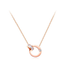 Load image into Gallery viewer, Fashion Simple Plated Rose Gold Titanium Steel Hollow Heart Geometric Round Necklace with Cubic Zircon - Glamorousky
