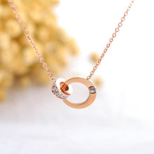 Load image into Gallery viewer, Fashion Simple Plated Rose Gold Titanium Steel Hollow Heart Geometric Round Necklace with Cubic Zircon - Glamorousky