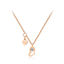 Load image into Gallery viewer, Fashion Simple Plated Rose Gold Titanium Steel Heart Pendant with Cubic Zircon and Necklace - Glamorousky