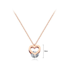 Load image into Gallery viewer, Simple and Romantic Plated Rose Gold Titanium Steel Hollow Heart Pendant with Cubic Zircon and Necklace - Glamorousky