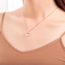 Load image into Gallery viewer, Simple and Romantic Plated Rose Gold Titanium Steel Hollow Heart Pendant with Cubic Zircon and Necklace - Glamorousky