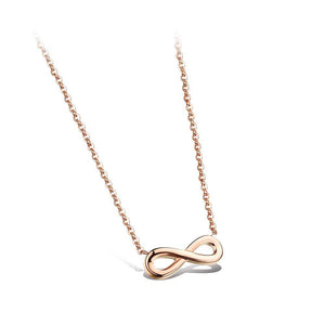 Fashion Simple Plated Rose Gold Infinity Symbol Titanium Steel Necklace - Glamorousky