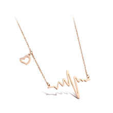 Load image into Gallery viewer, Fashion Romantic Plated Rose Gold ECG Titanium Steel Necklace - Glamorousky