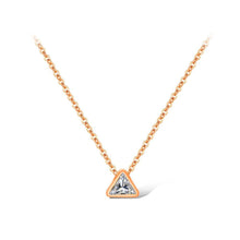 Load image into Gallery viewer, Fashion and Simple Plated Rose Gold Titanium Steel Triangle Pendant with Cubic Zircon and Necklace - Glamorousky