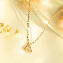 Load image into Gallery viewer, Fashion and Simple Plated Rose Gold Titanium Steel Triangle Pendant with Cubic Zircon and Necklace - Glamorousky