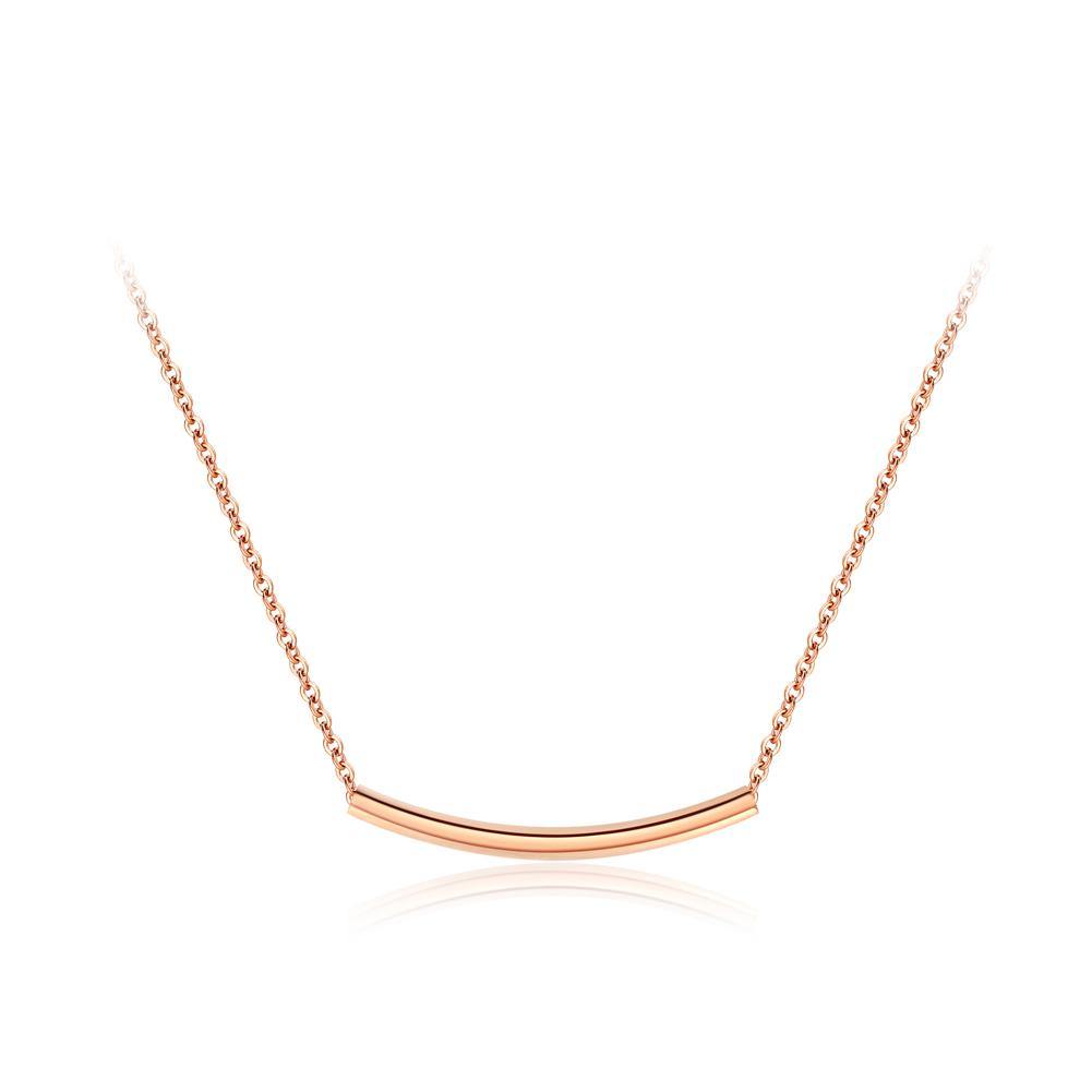 Simple and Fashion Plated Rose Gold Geometric Bar Titanium Steel Necklace - Glamorousky