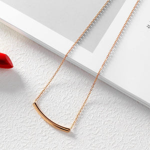 Simple and Fashion Plated Rose Gold Geometric Bar Titanium Steel Necklace - Glamorousky