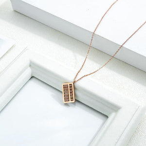 Fashion Personality Plated Rose Gold Titanium Steel Abacus Pendant with Necklace - Glamorousky