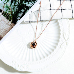 Fashion Simple Plated Rose Gold Titanium Steel @Shape Pendant with Necklace - Glamorousky