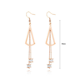 Fashion Simple Plated Rose Gold Titanium Steel Geometric Tassel Earrings - Glamorousky