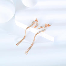 Load image into Gallery viewer, Simple and Fashion Plated Rose Gold Titanium Steel Star Fringed Earrings with Cubic Zircon - Glamorousky