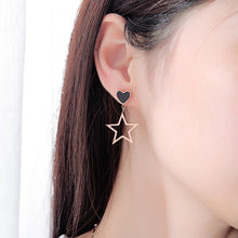 Load image into Gallery viewer, Fashion and Simple Plated Rose Gold Heart-shaped Hollow Stars Titanium Steel Earrings - Glamorousky