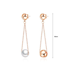Load image into Gallery viewer, Simple and Sweet Plated Rose Gold Geometric Pearl Titanium Steel Earrings - Glamorousky