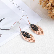 Load image into Gallery viewer, Simple and Fashion Plated Rose Gold Hollow Leaves Titanium Steel Earrings - Glamorousky