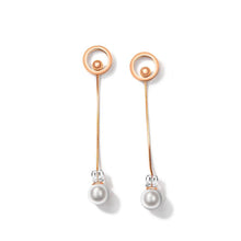 Load image into Gallery viewer, Simple and Elegant Plated Rose Gold Titanium Steel Geometric Round Tassel Pearl Earrings - Glamorousky