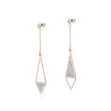 Load image into Gallery viewer, Simple and Fashion Plated Rose Gold Geometric Diamond Tassel Titanium Steel Earrings with Cubic Zircon - Glamorousky
