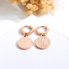 Load image into Gallery viewer, Fashion Classic Plated Rose Gold Titanium Steel Portrait Geometric Round Earrings - Glamorousky