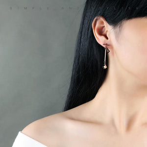 Simple and Fashion Plated Rose Gold Titanium Steel Geometric Square Tassel Earrings - Glamorousky