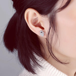 Fashion and Creative Hamsa Palm Stud Earrings with Cubic Zircon - Glamorousky