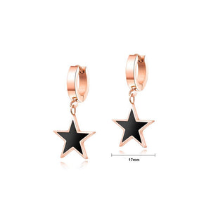 Fashion and Simple Plated Rose Gold Titanium Steel Star Stud Earrings - Glamorousky