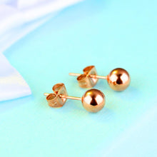 Load image into Gallery viewer, Simple and Exquisite Plated Rose Gold Geometric Round Beads Titanium Steel Stud Earrings - Glamorousky