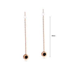 Load image into Gallery viewer, Fashion Simple Plated Rose Gold Roman Numerals Geometric Round Tassel Titanium Steel Earrings - Glamorousky