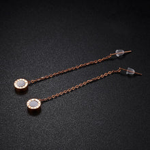 Load image into Gallery viewer, Fashion Simple Plated Rose Gold Roman Numerals Geometric Round Tassel Titanium Steel Earrings - Glamorousky