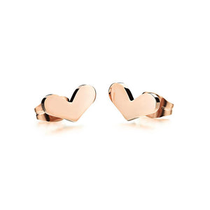 Romantic Delicate Plated Rose Gold Heart-shaped Titanium Steel Stud Earrings - Glamorousky