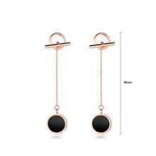 Load image into Gallery viewer, Fashion and Elegant Plated Rose Gold Geometric Round Tassel Titanium Steel Earrings - Glamorousky