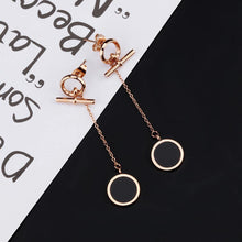 Load image into Gallery viewer, Fashion and Elegant Plated Rose Gold Geometric Round Tassel Titanium Steel Earrings - Glamorousky