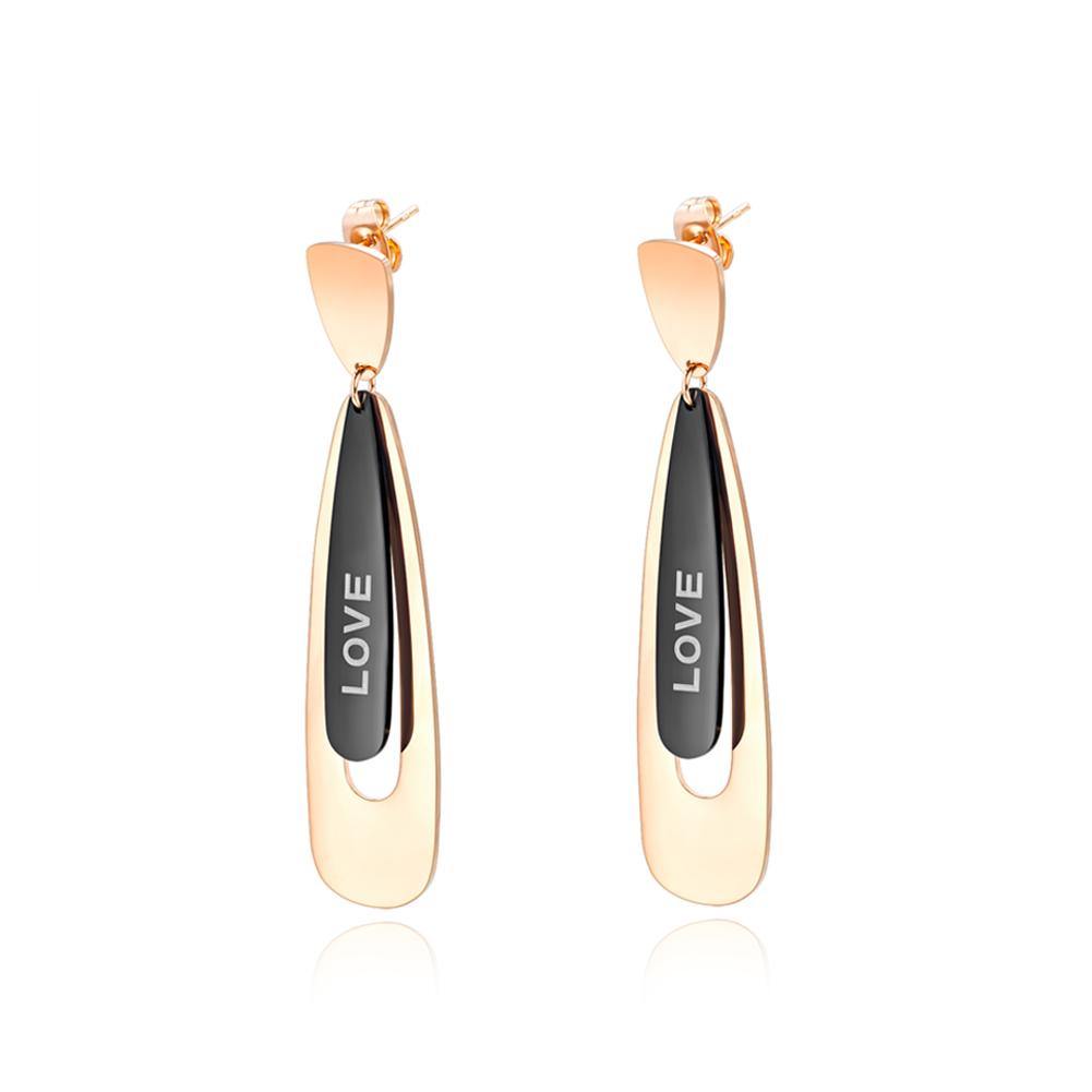 Fashion and Elegant Plated Rose Gold Water Drop-shaped Titanium Steel Earrings - Glamorousky