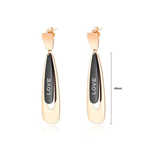 Fashion and Elegant Plated Rose Gold Water Drop-shaped Titanium Steel Earrings - Glamorousky