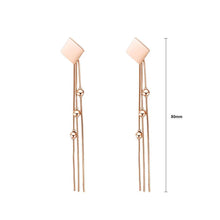 Load image into Gallery viewer, Simple and Fashion Plated Rose Gold Geometric Diamond Tassel Titanium Steel Earrings - Glamorousky
