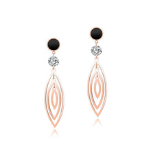 Load image into Gallery viewer, Simple Temperament Plated Rose Gold Geometric Hollow Olive-shaped Titanium Steel Earrings with Cubic Zircon - Glamorousky