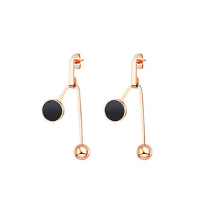 Simple and Creative Plated Rose Gold Geometric Round Titanium Steel Earrings - Glamorousky