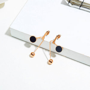 Simple and Creative Plated Rose Gold Geometric Round Titanium Steel Earrings - Glamorousky