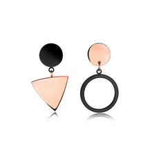 Load image into Gallery viewer, Fashion Simple Plated Rose Gold Geometric Round Triangle Asymmetric Earrings - Glamorousky