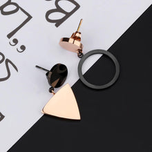 Load image into Gallery viewer, Fashion Simple Plated Rose Gold Geometric Round Triangle Asymmetric Earrings - Glamorousky