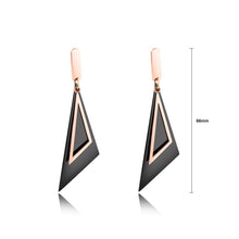 Load image into Gallery viewer, Fashion Temperament Plated Rose Gold Black Geometric Triangle Titanium Steel Earrings - Glamorousky