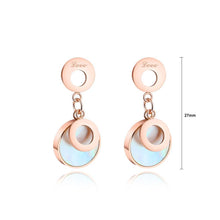 Load image into Gallery viewer, Simple and Fashion Plated Rose Gold Geometric Round Mother-of-pearl Titanium Steel Earrings - Glamorousky